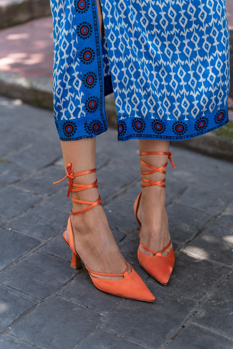 Kaizen Turuncu Saten   Stiletto