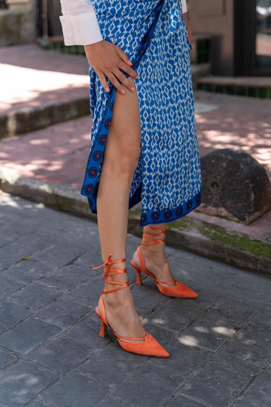 Kaizen Turuncu Saten   Stiletto