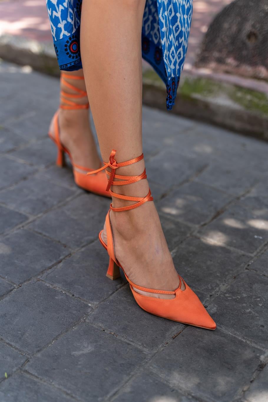 Kaizen Turuncu Saten   Stiletto
