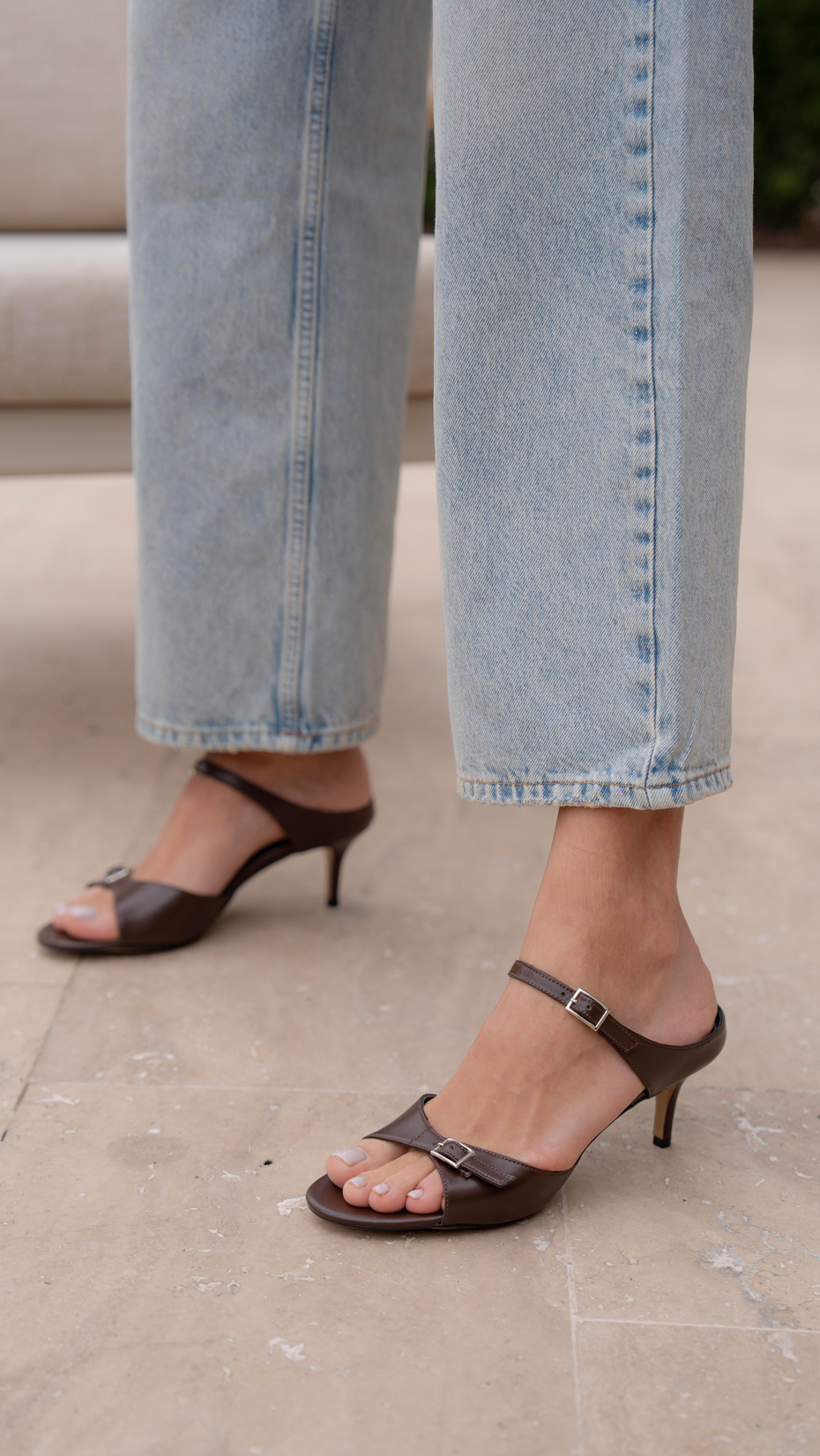 Kelvin Kahve   Hakiki Deri   Topuklu Ayakkabı