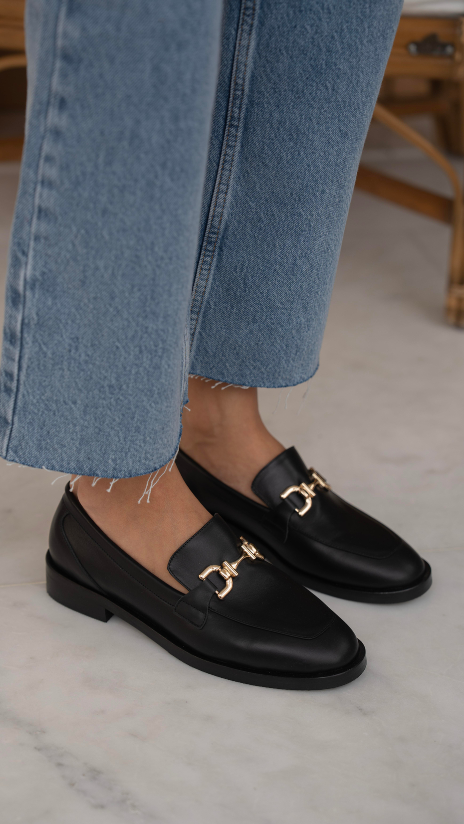 Kerry Siyah   Hakiki Deri Kadın   Makosen Ayakkabı