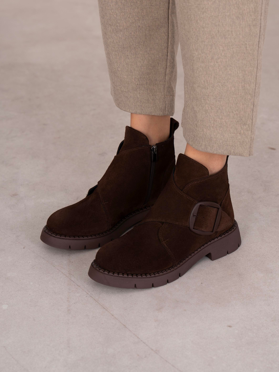 Kiyomi Kahve Süet Hakiki Deri Kadın Bot