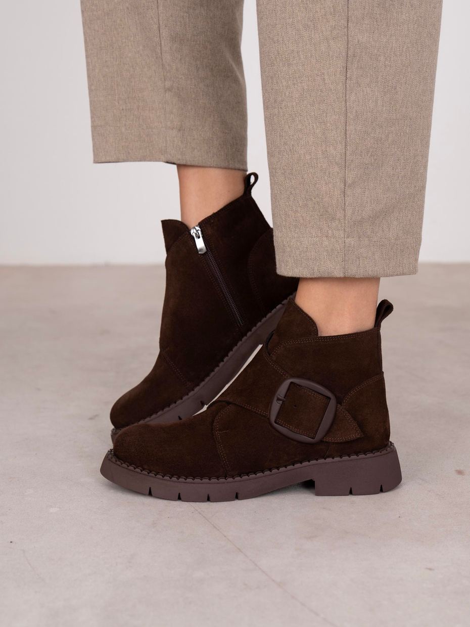 Kiyomi Kahve Süet Hakiki Deri Kadın Bot