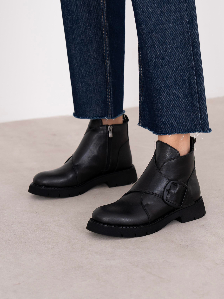 Kiyomi Siyah Hakiki Deri Kadın Bot