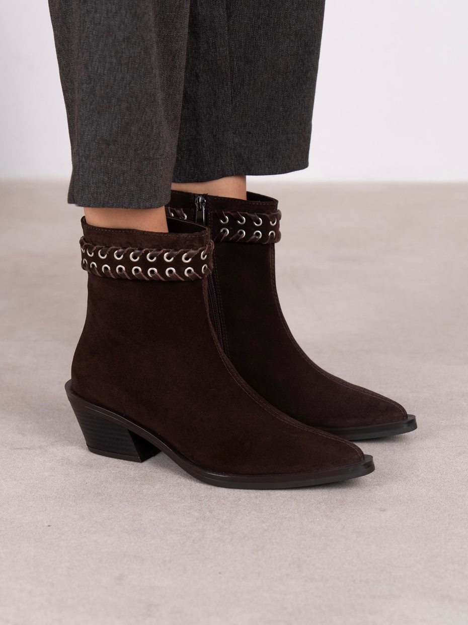 Kora Kahve Süet Hakiki Deri Kadın Bot