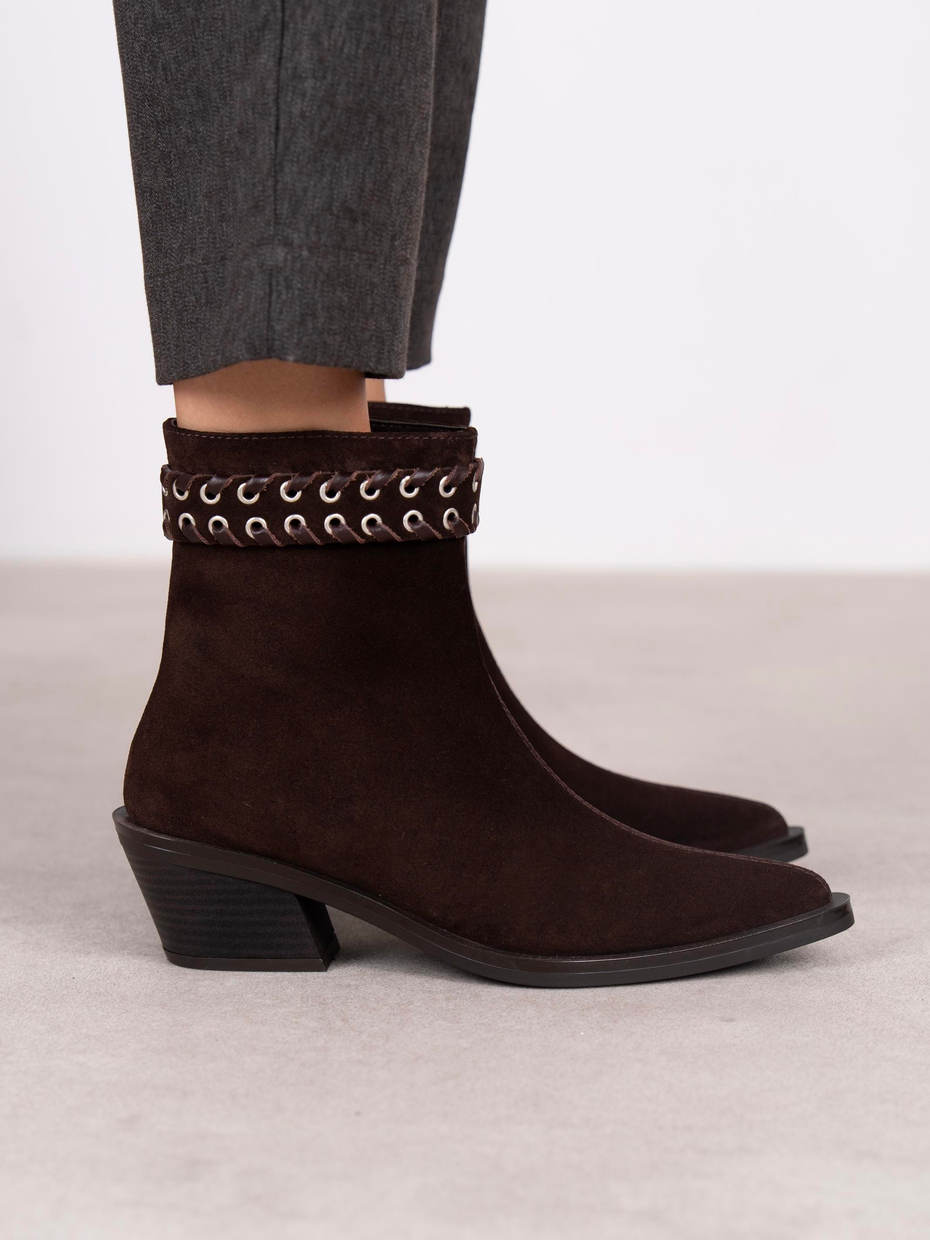 Kora Kahve Süet Hakiki Deri Kadın Bot