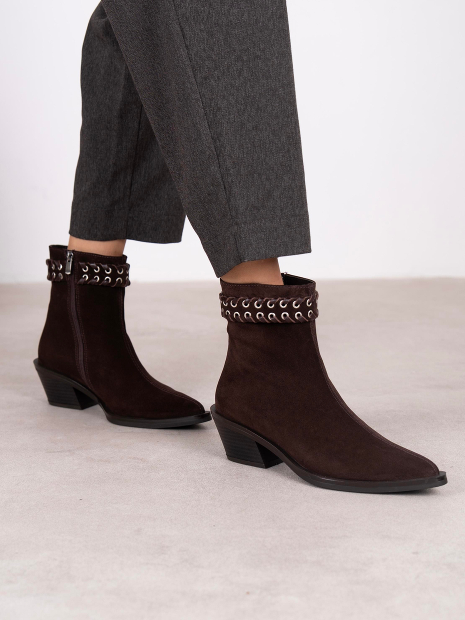 Kora Kahve Süet Hakiki Deri Kadın Bot