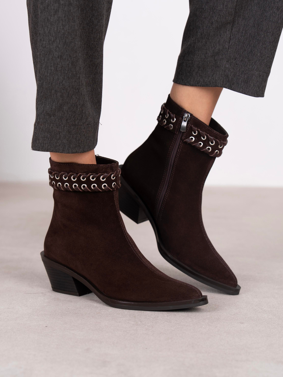 Kora Kahve Süet Hakiki Deri Kadın Bot
