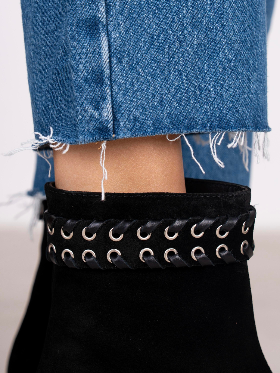 Kora Siyah Süet Hakiki Deri Kadın Bot