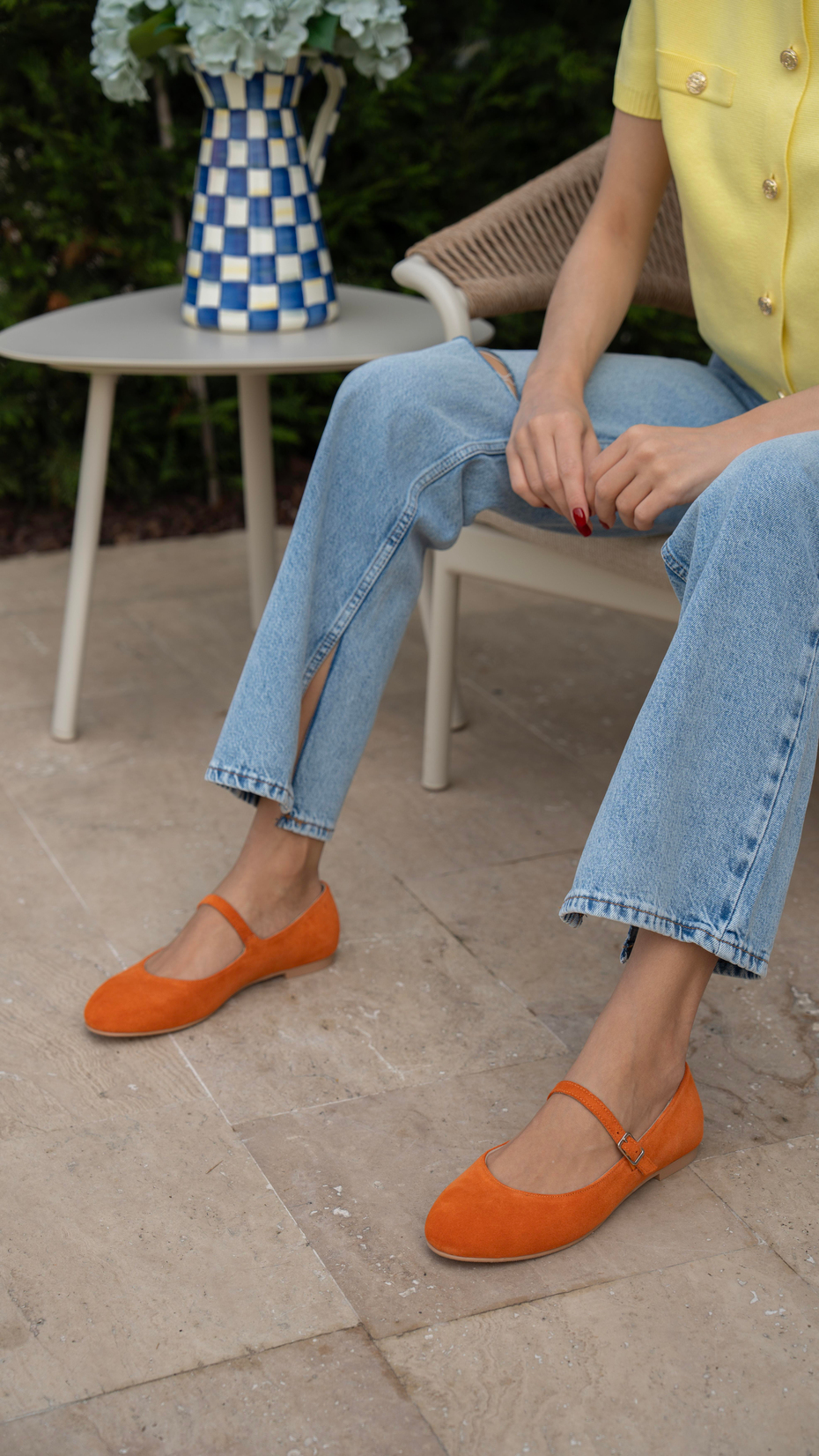 Kostas Turuncu Süet   Hakiki Deri   Babet