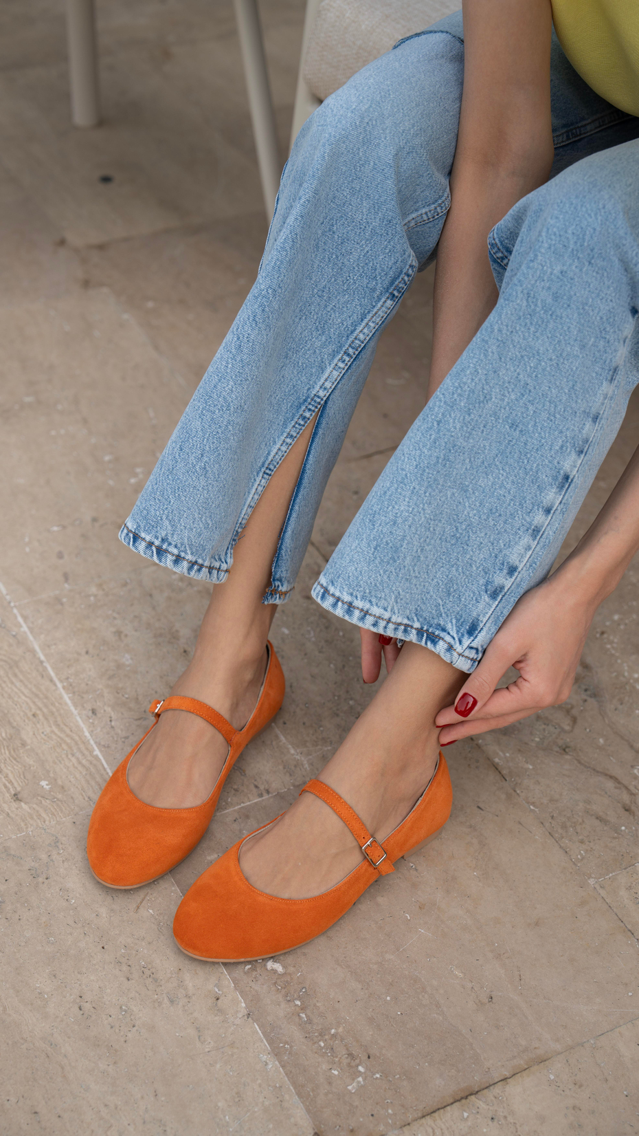 Kostas Turuncu Süet   Hakiki Deri   Babet