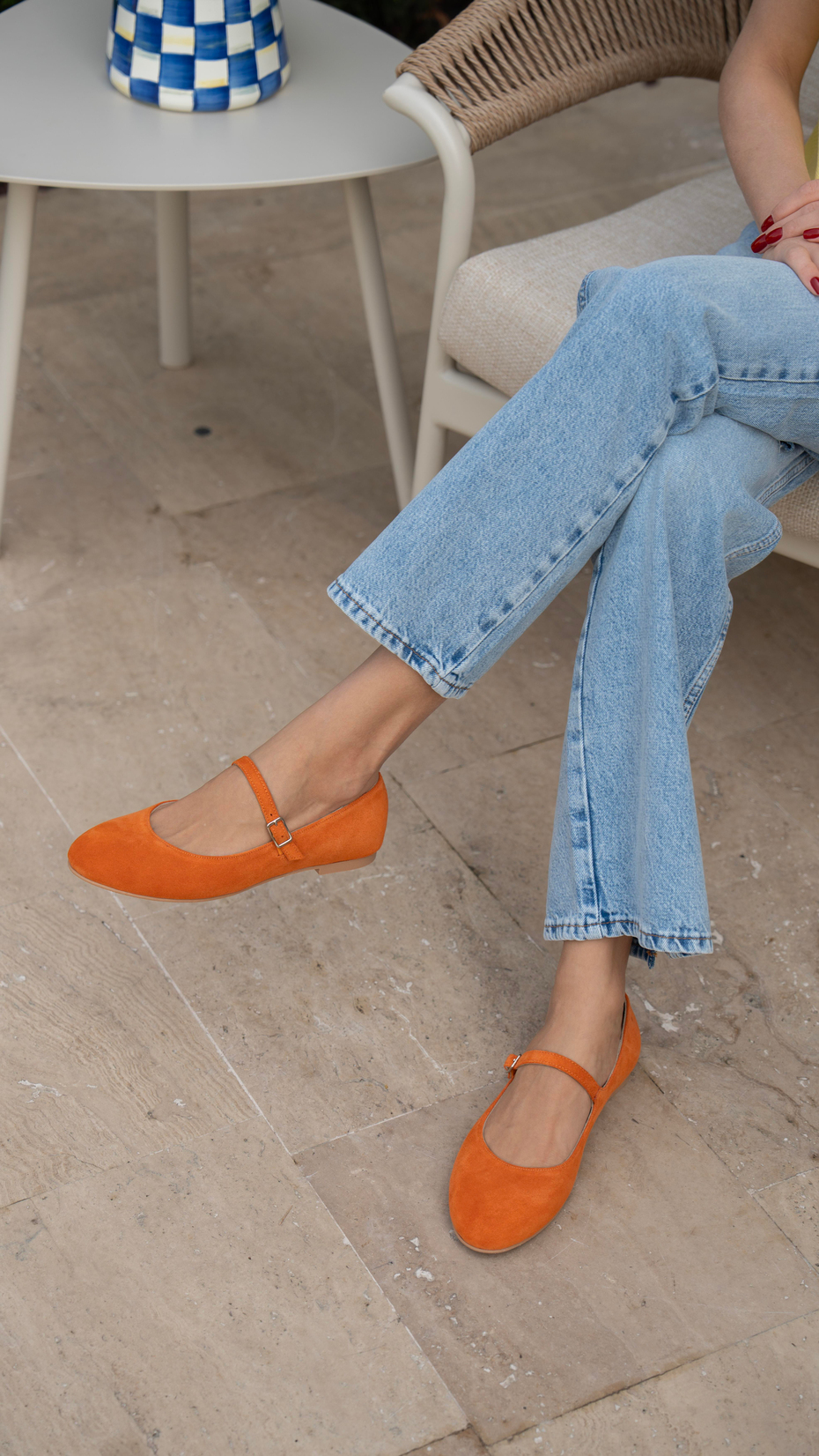 Kostas Turuncu Süet   Hakiki Deri   Babet