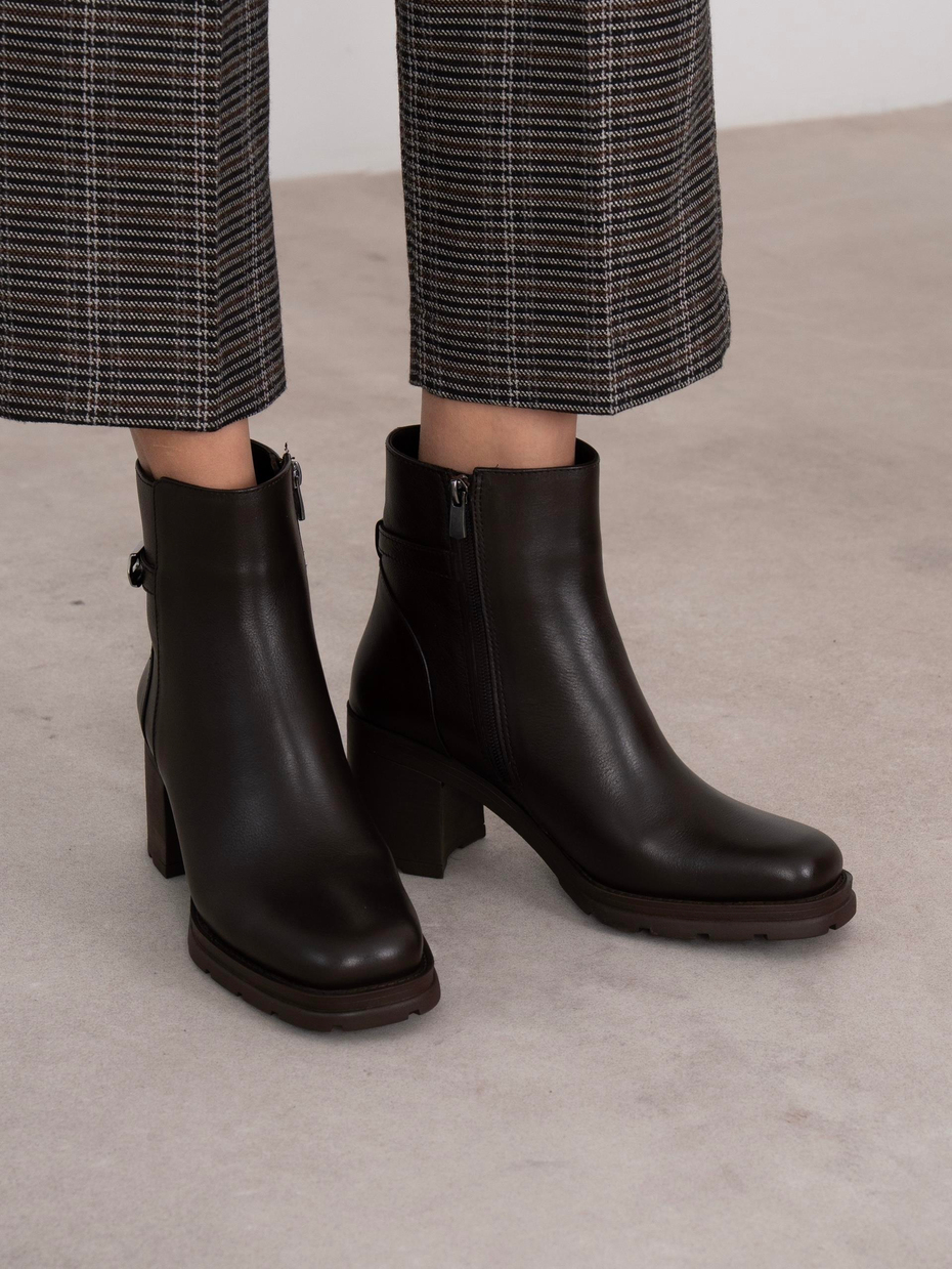 Kreya Kahve Hakiki Deri Kadın Bot