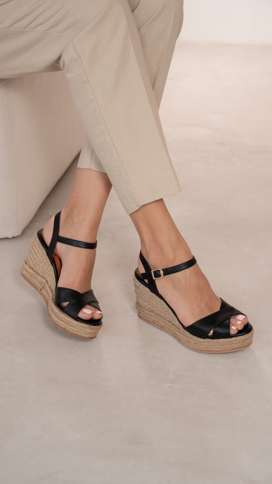 Kuzma Siyah   Hakiki Deri   Sandalet