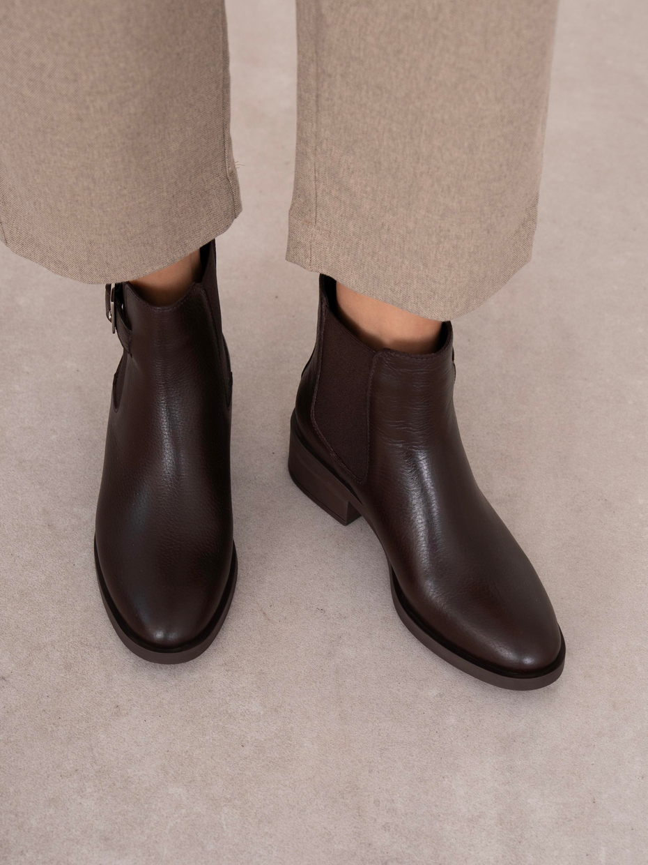 Lerato Kahve Hakiki Deri Kadın Bot