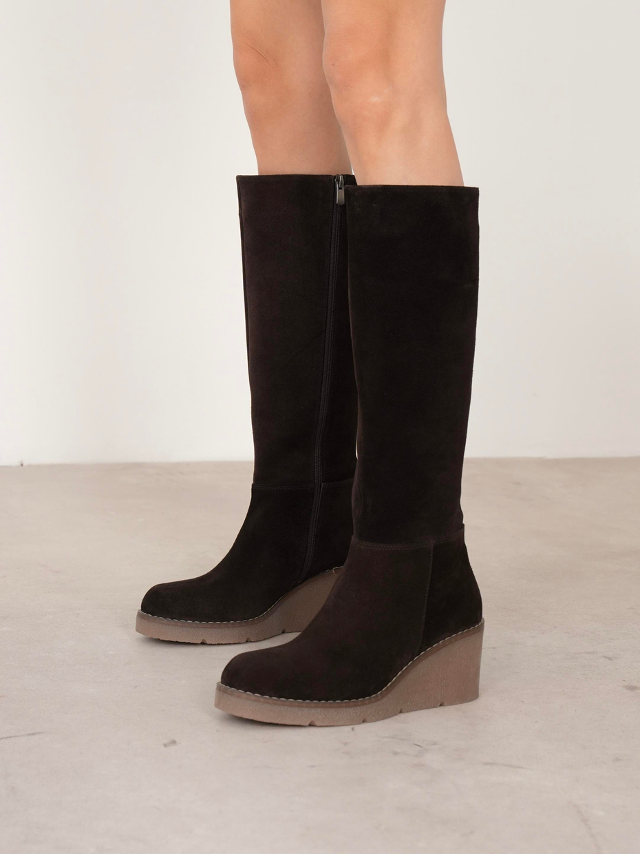 Liana Kahve Süet Hakiki Deri Kadın Çizme