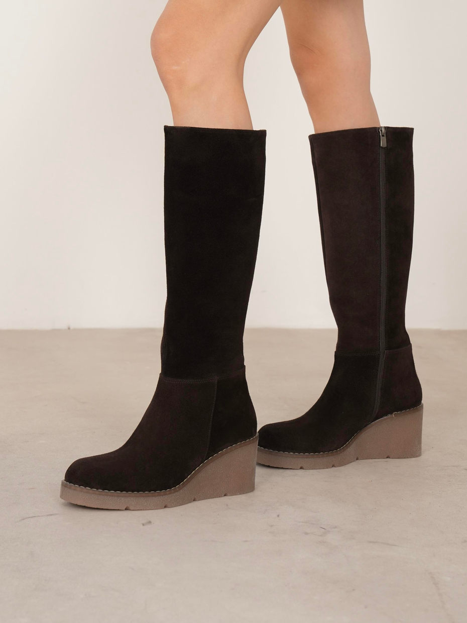 Liana Kahve Süet Hakiki Deri Kadın Çizme