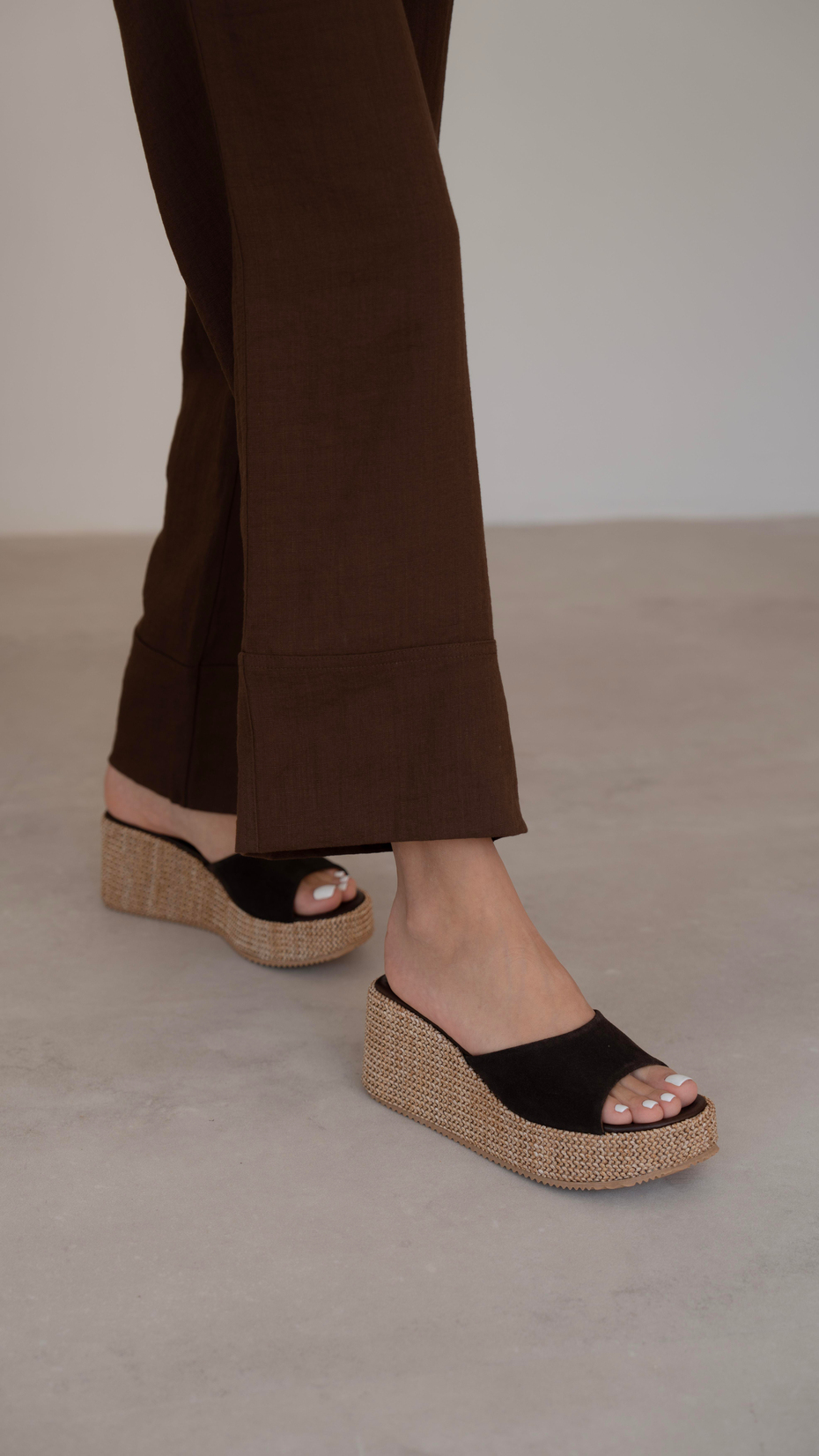 Livorno Kahve Süet   Hakiki Deri   Terlik