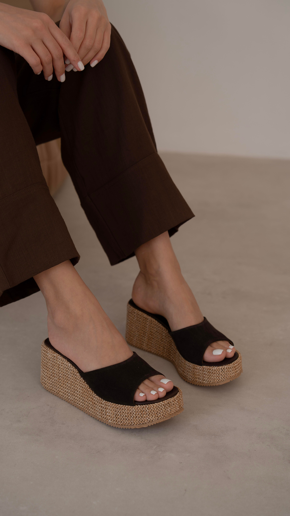 Livorno Kahve Süet   Hakiki Deri   Terlik