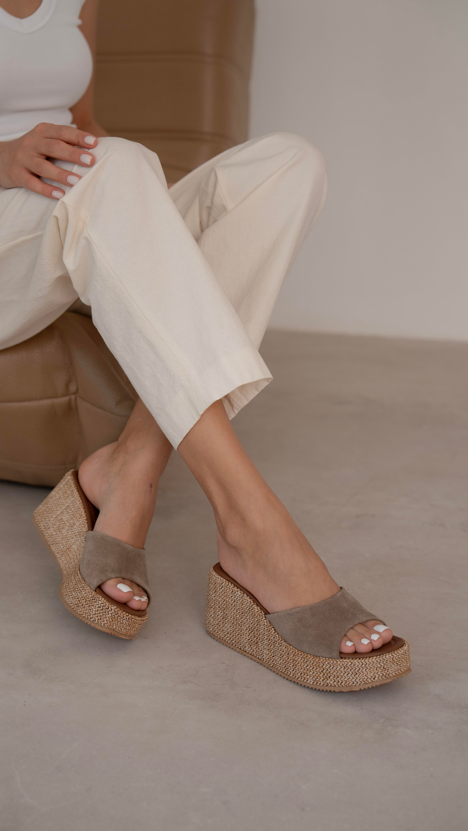 Livorno Vizon Süet   Hakiki Deri   Terlik