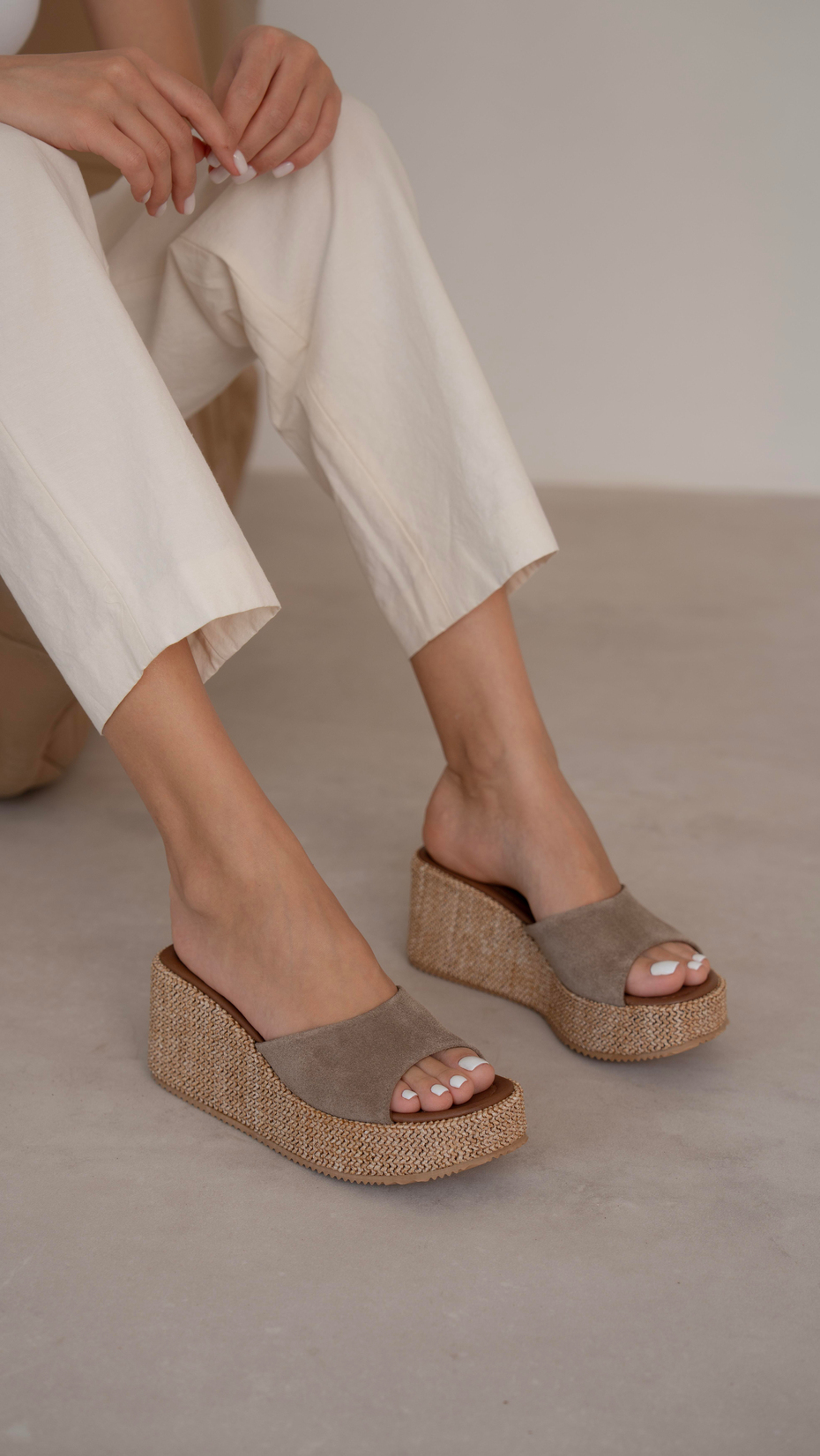 Livorno Vizon Süet   Hakiki Deri   Terlik