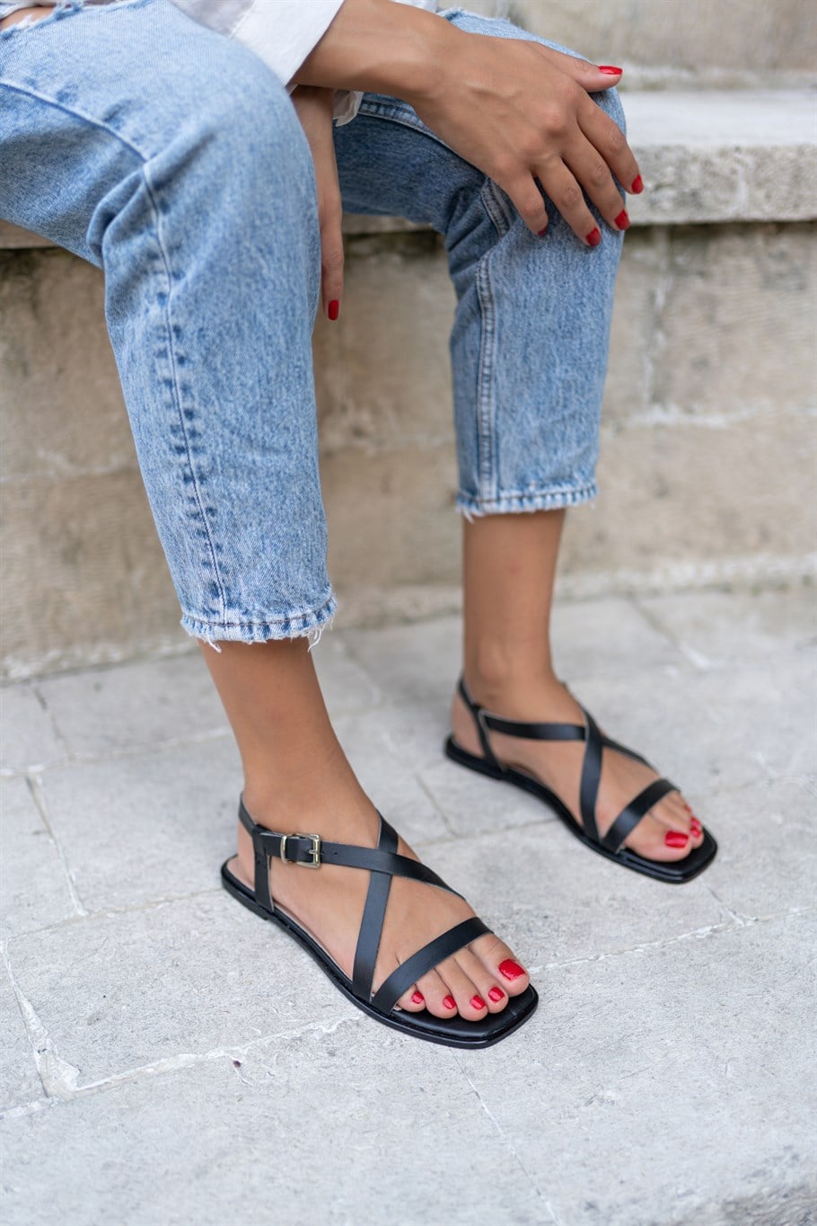 Lola Siyah   Sandalet