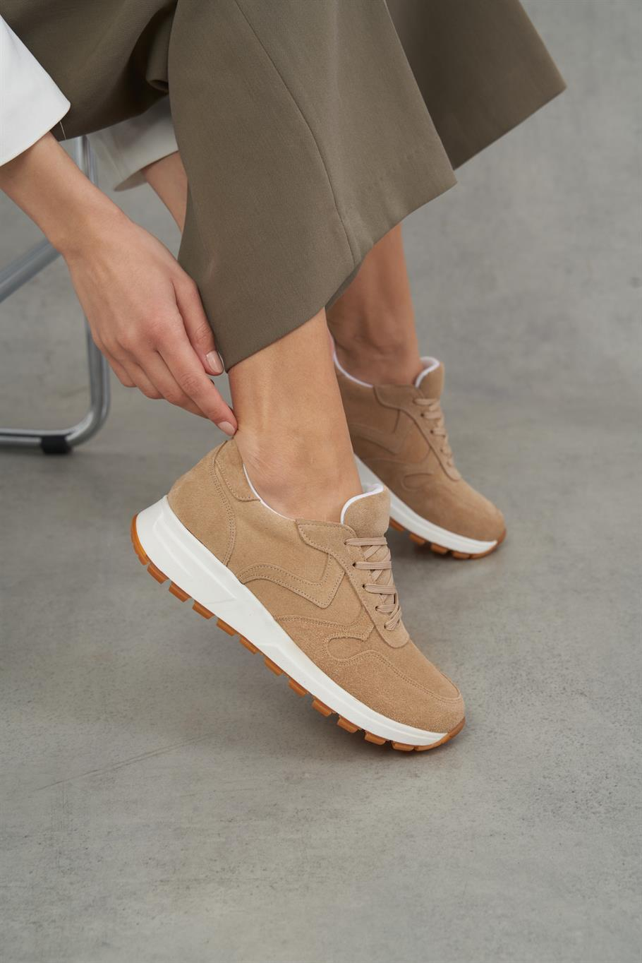 Lorenza Camel Süet   Spor Ayakkabi