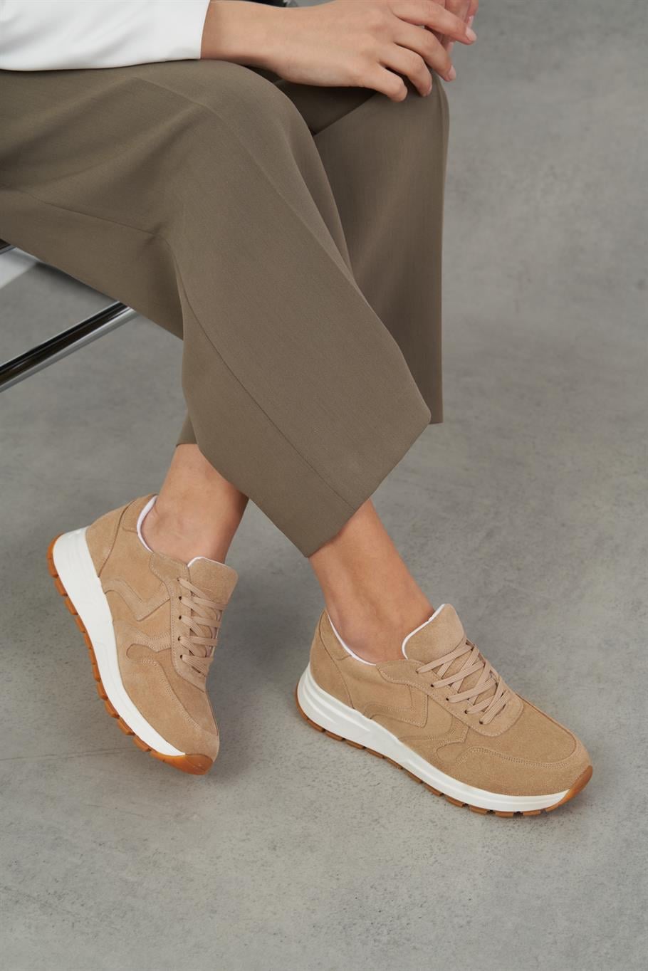 Lorenza Camel Süet   Spor Ayakkabi