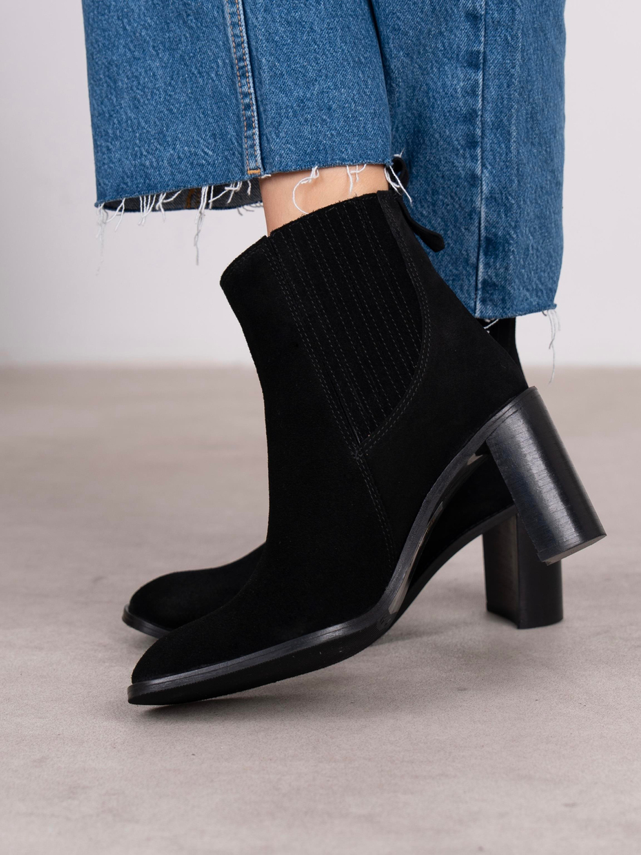 Lucia Siyah Süet Hakiki Deri Kadın Bot