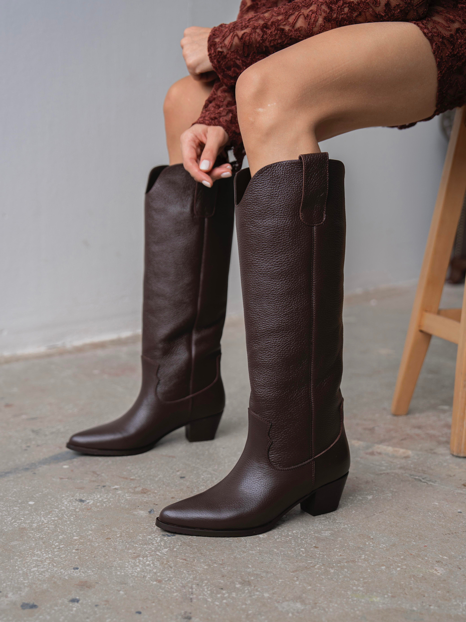 Marry Kahve Deri    Çizme