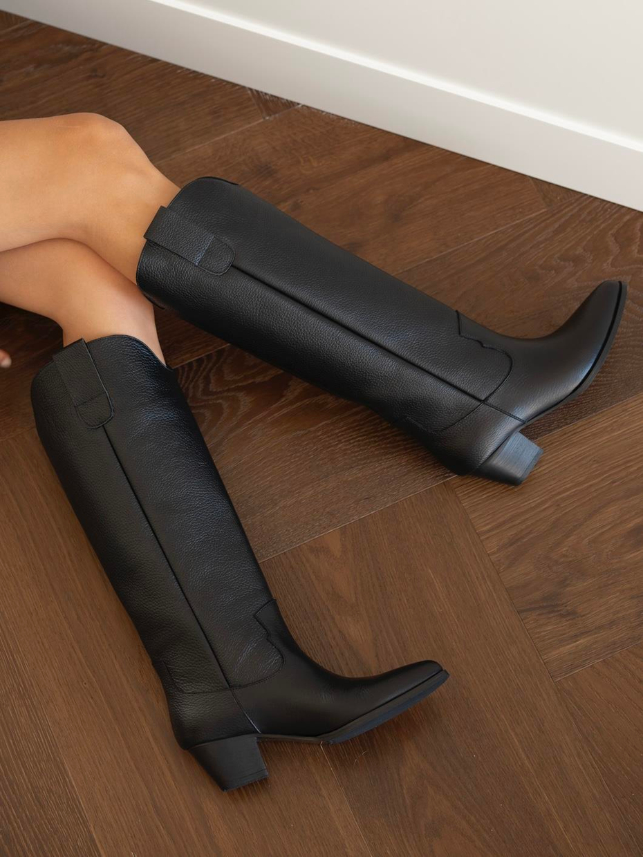 Marry Siyah Deri    Çizme