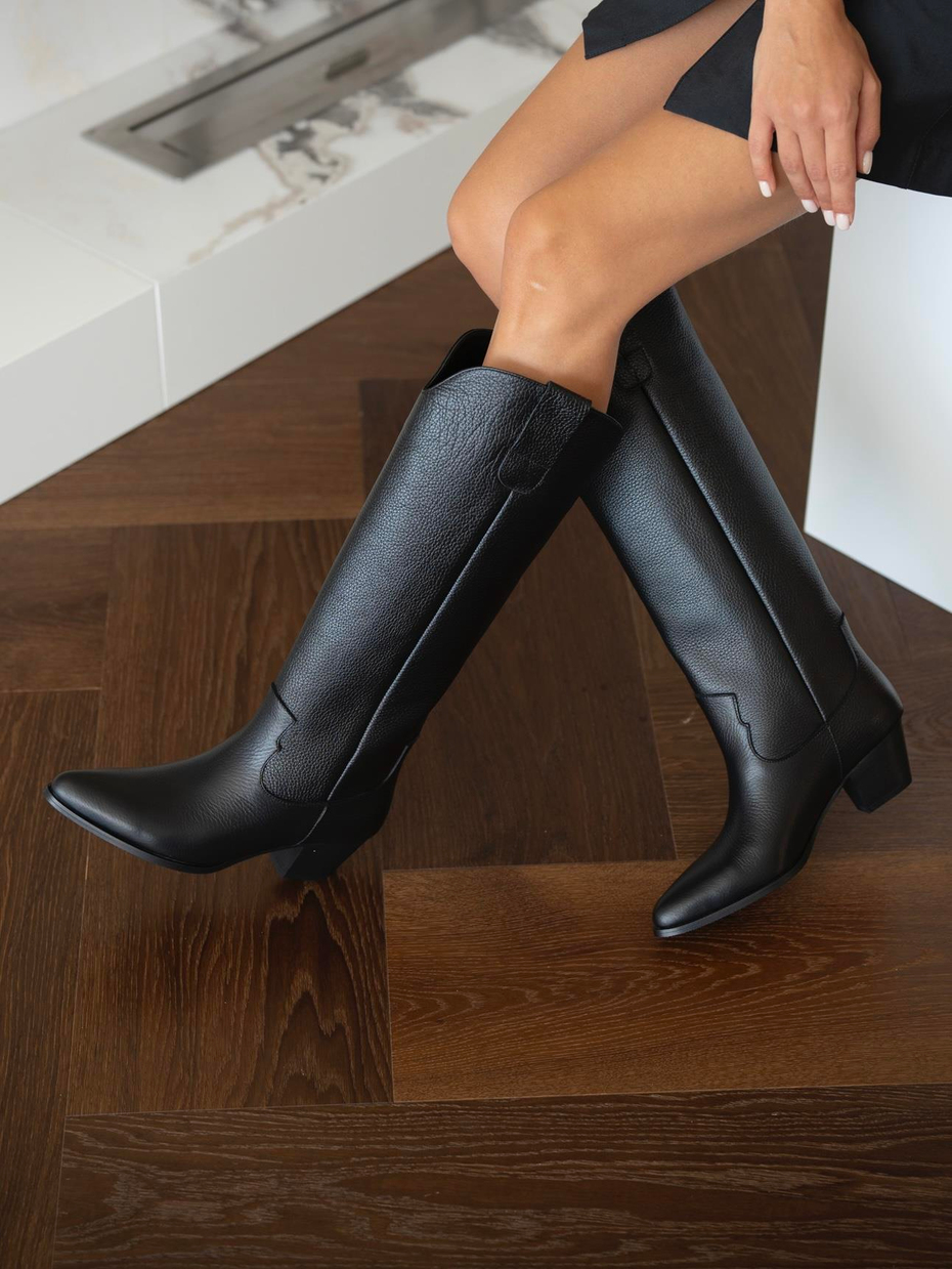 Marry Siyah Deri    Çizme