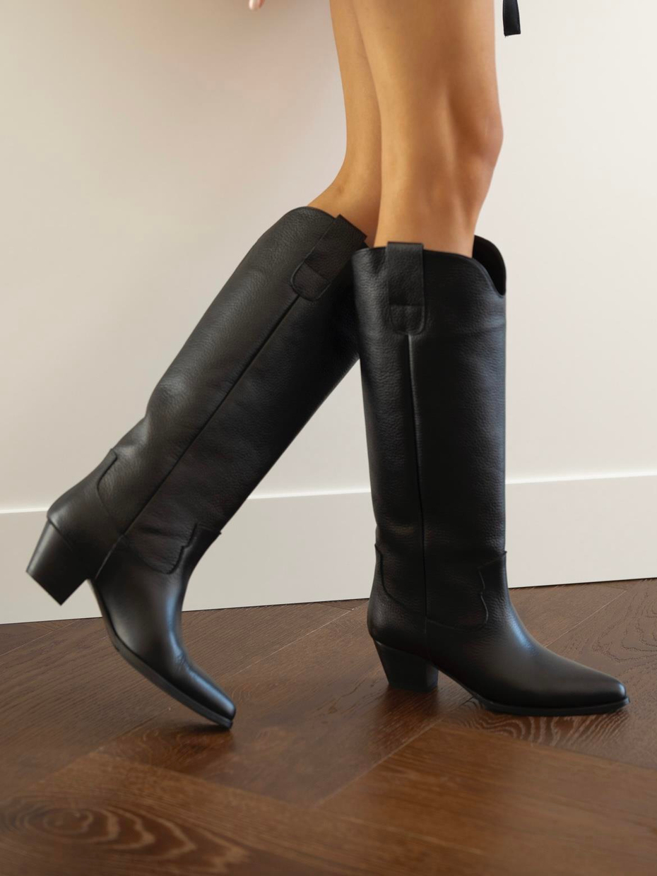 Marry Siyah Deri    Çizme