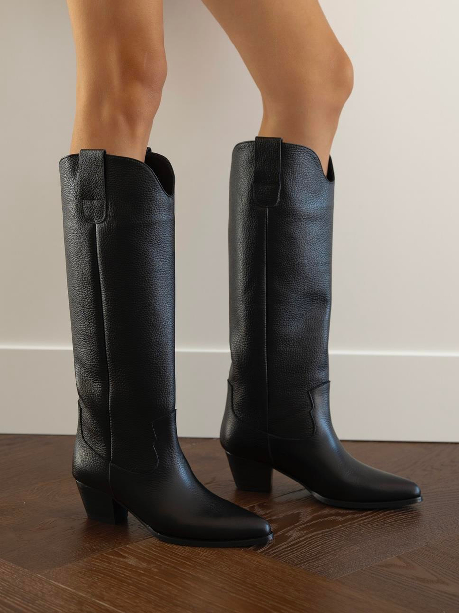 Marry Siyah Deri    Çizme