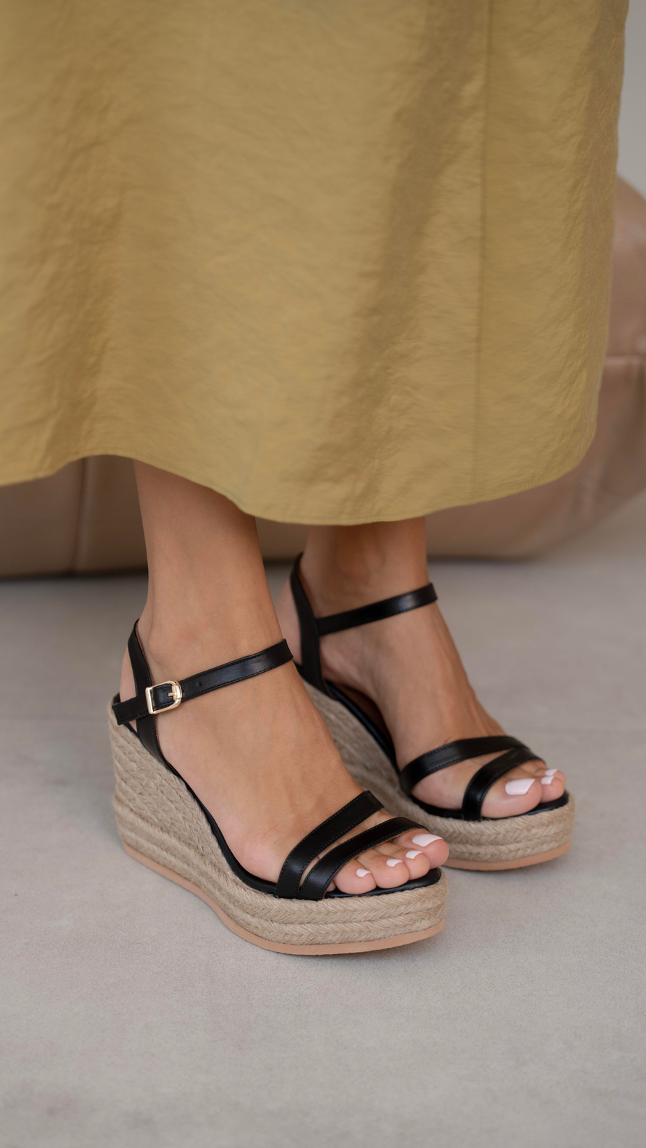 Milano Siyah Hakiki Deri  Sandalet