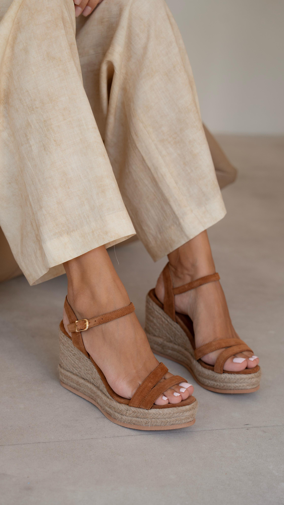 Milano Taba Süet Hakiki Deri  Sandalet