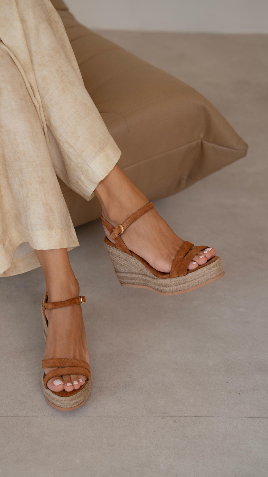 Milano Taba Süet Hakiki Deri  Sandalet