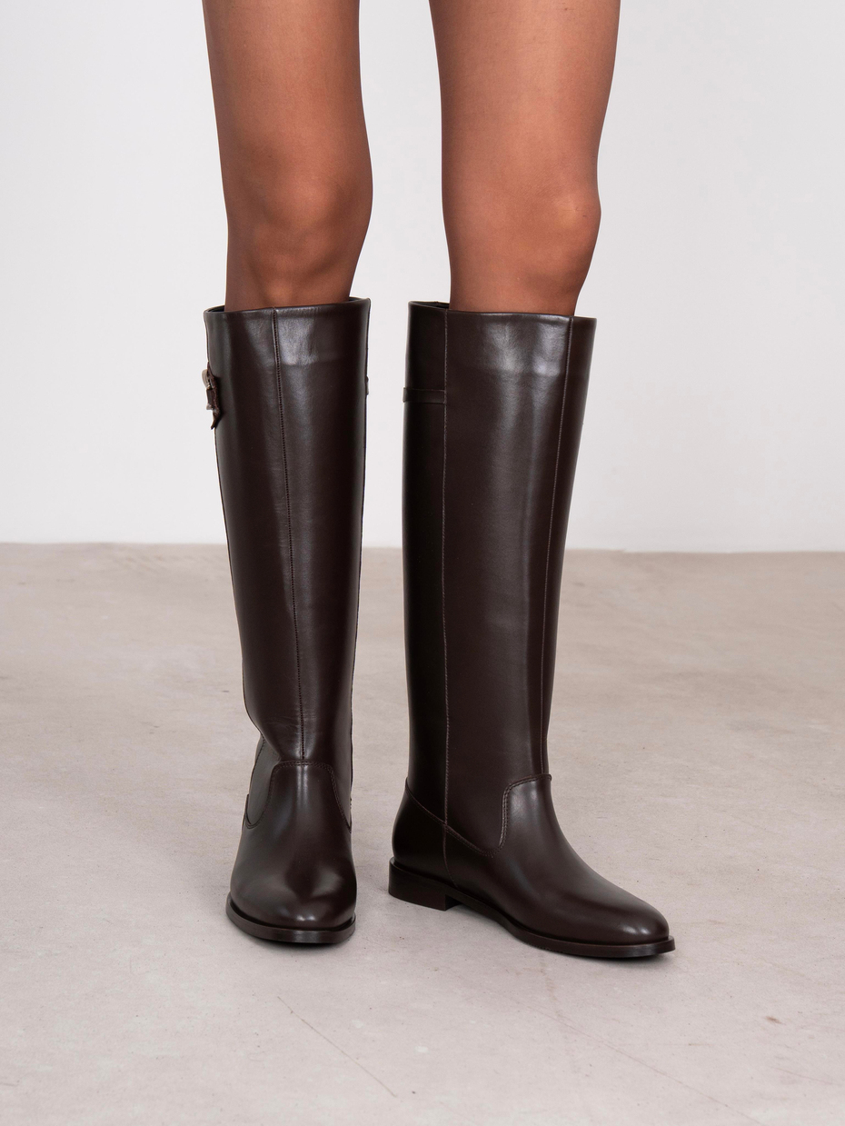 Morena Kahve Hakiki Deri Kadın Çizme