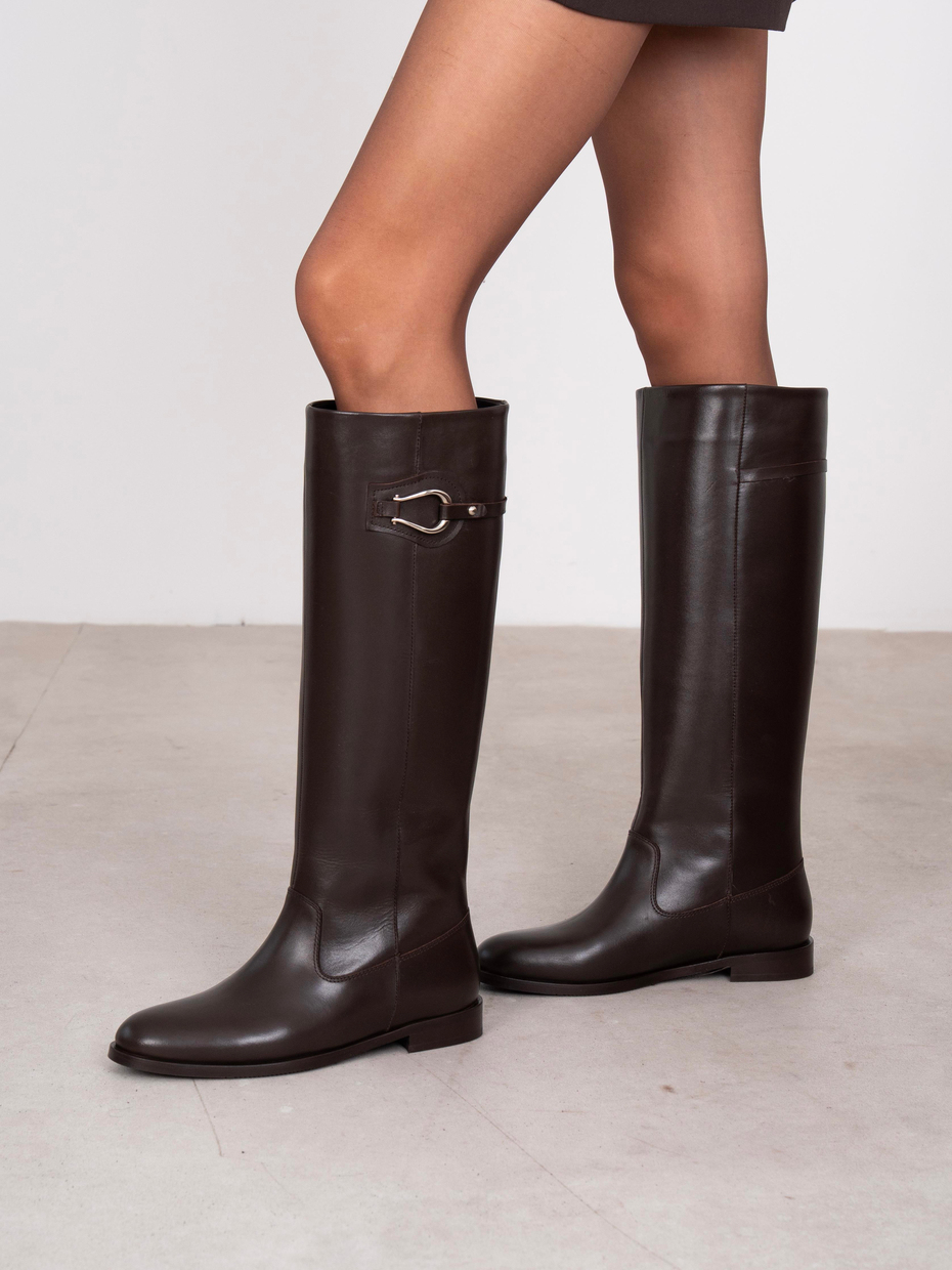 Morena Kahve Hakiki Deri Kadın Çizme