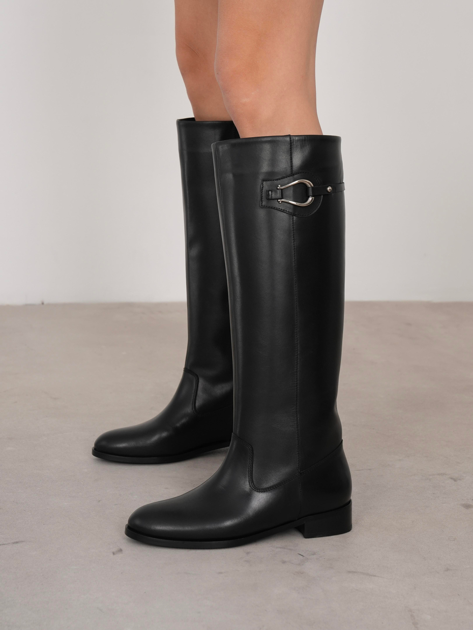 Morena Siyah Hakiki Deri Kadın Çizme