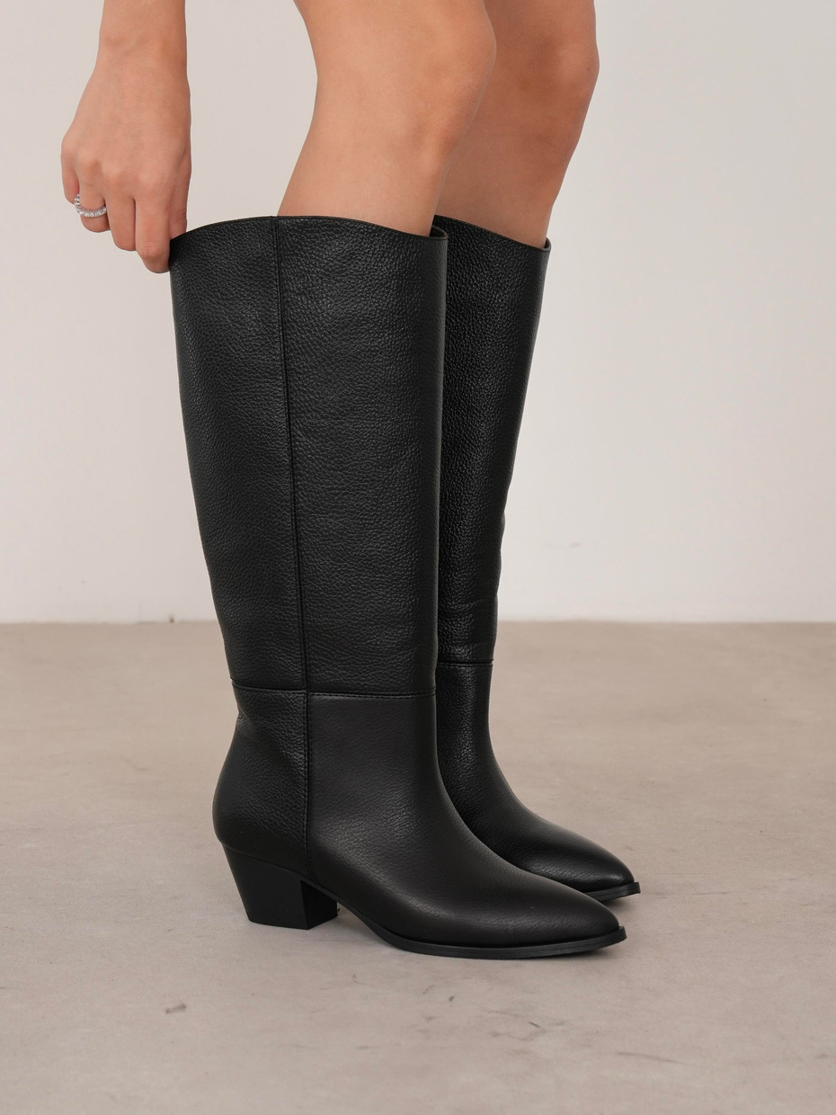 Mosi Siyah Hakiki Deri Kadın XL Çizme