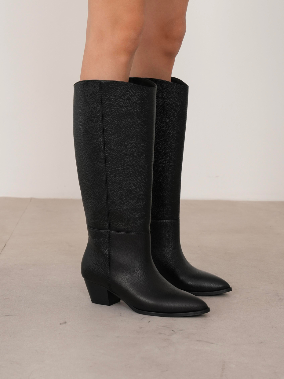 Mosi Siyah Hakiki Deri Kadın XL Çizme