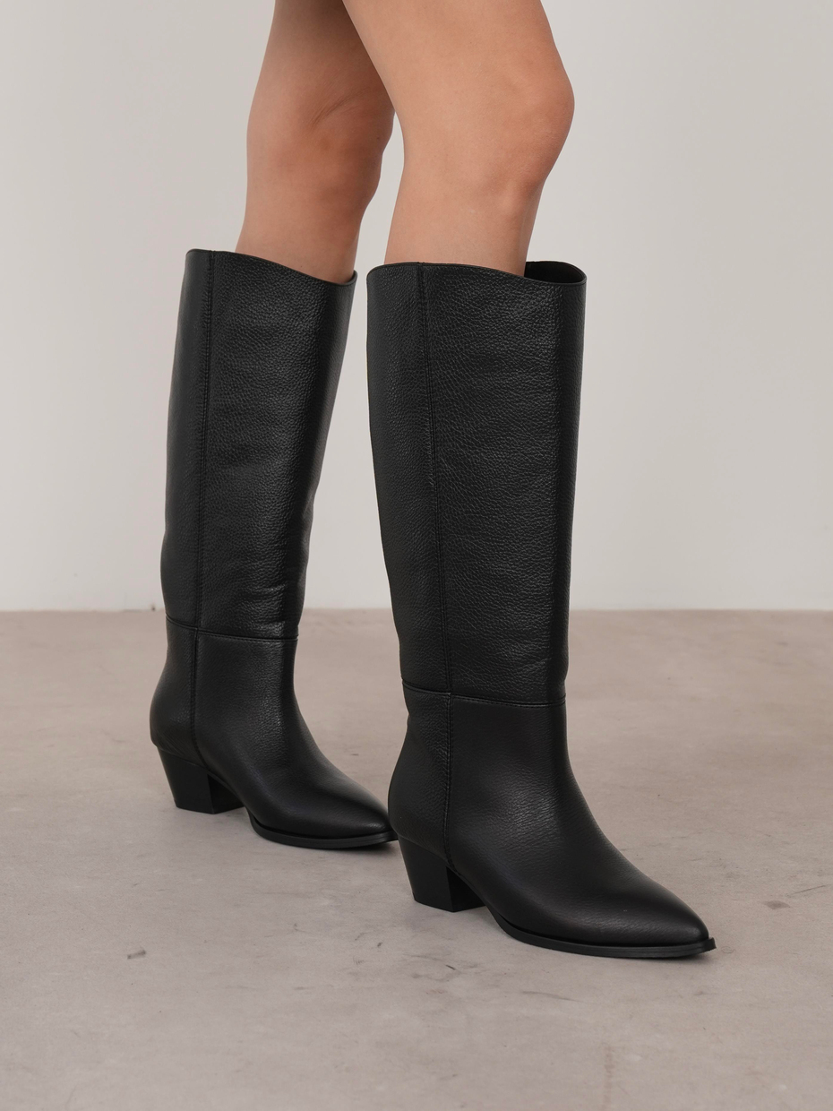 Mosi Siyah Hakiki Deri Kadın XL Çizme