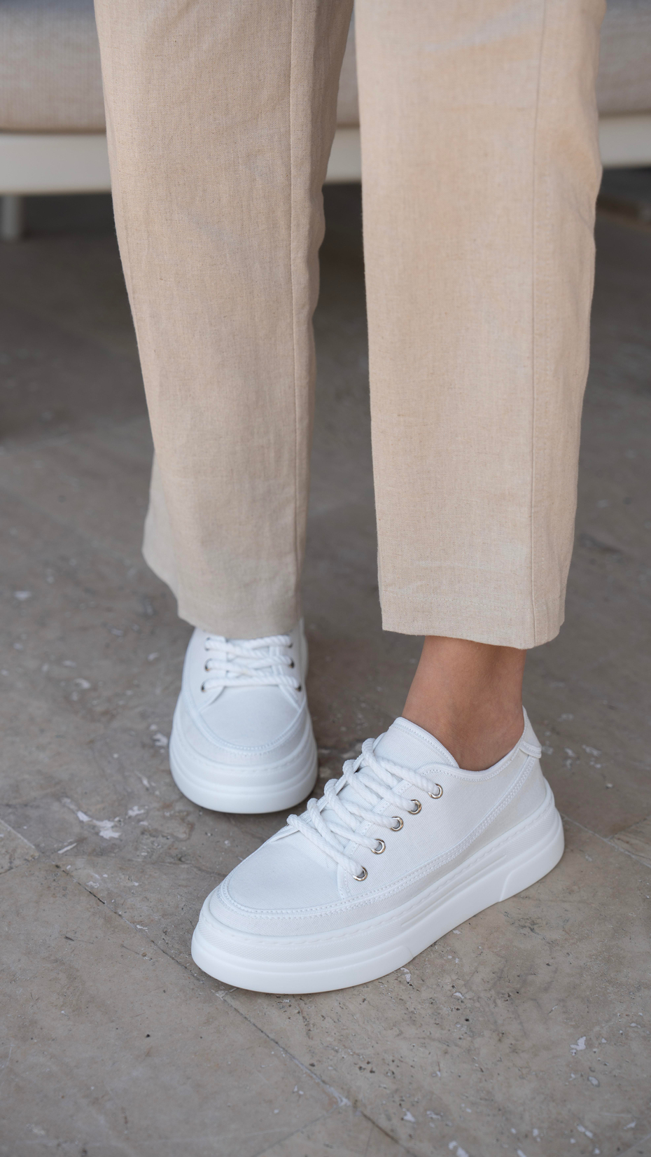 Motta Beyaz   Keten   Spor Ayakkabı