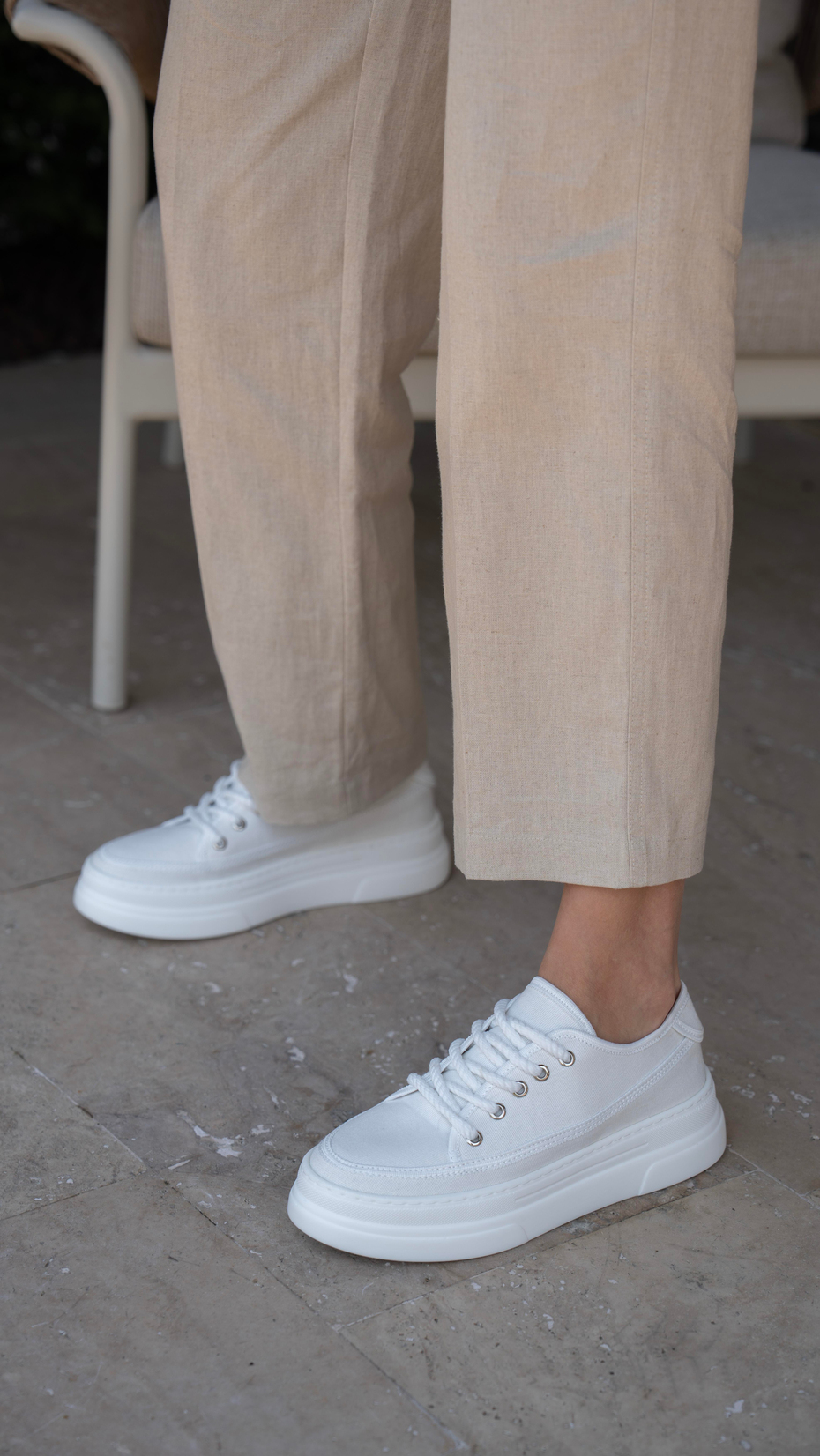 Motta Beyaz   Keten   Spor Ayakkabı