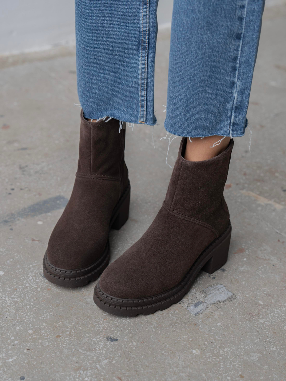 Muno Kahve Süet Hakiki Süet Kadın Bot