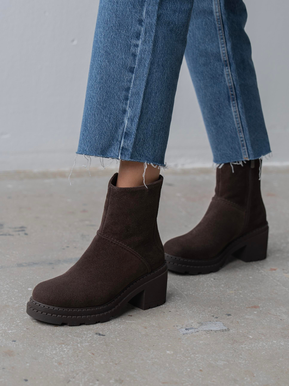 Muno Kahve Süet Hakiki Süet Kadın Bot