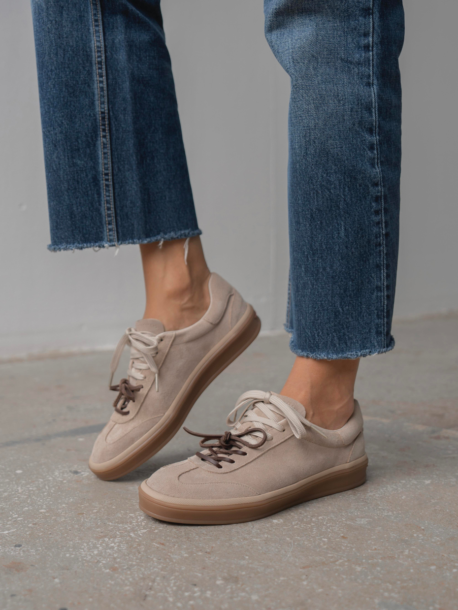 Myler Bej Süet Hakiki Deri Kadın Spor Ayakkabi