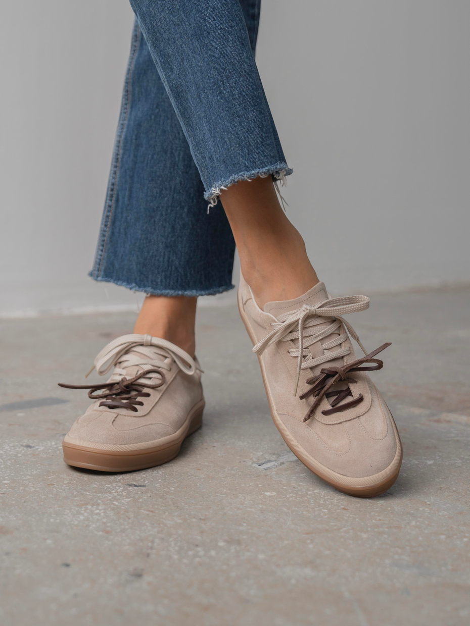 Myler Bej Süet Hakiki Deri Kadın Spor Ayakkabi