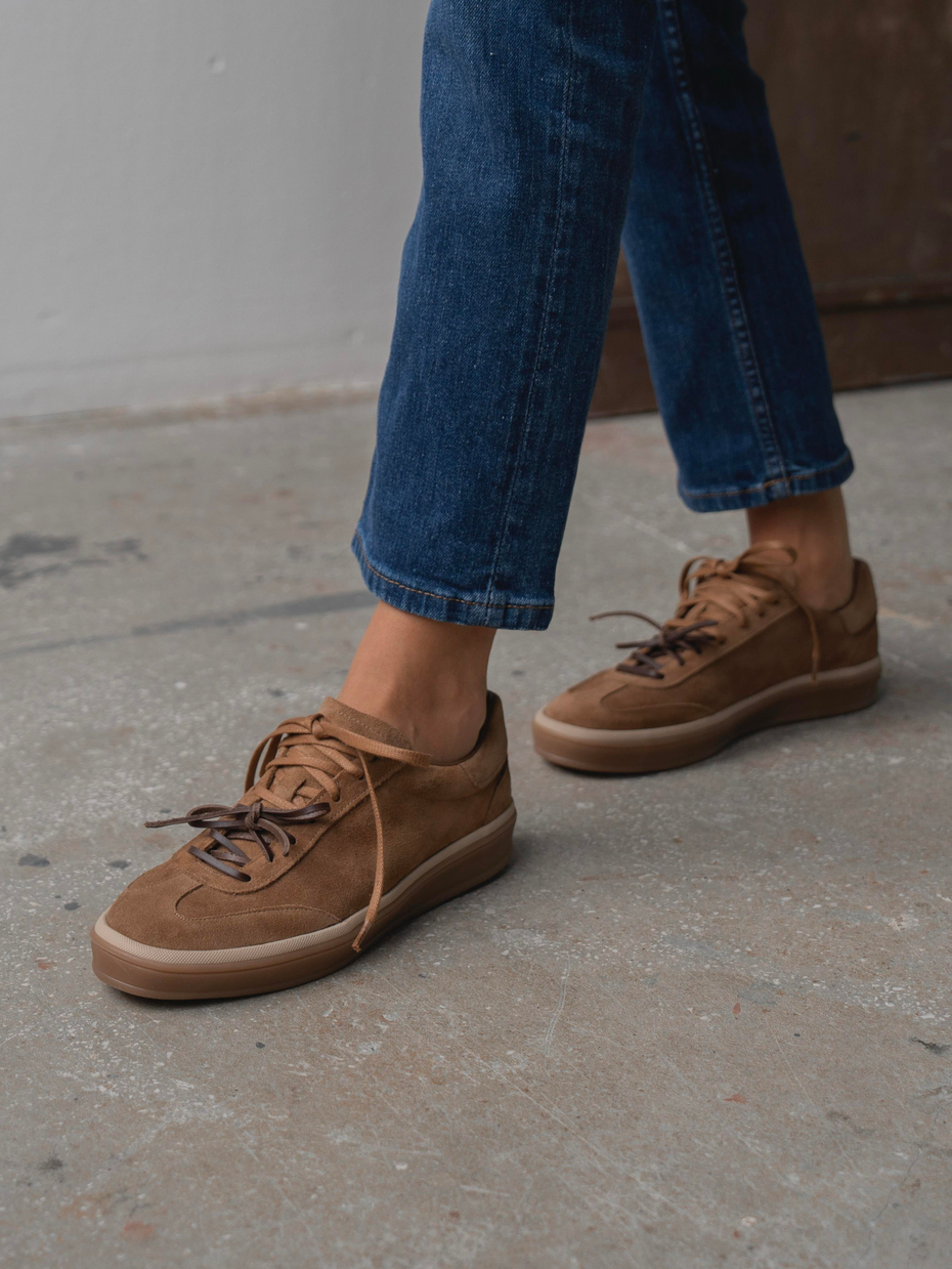 Myler Camel Süet Hakiki Deri Kadın Spor Ayakkabi